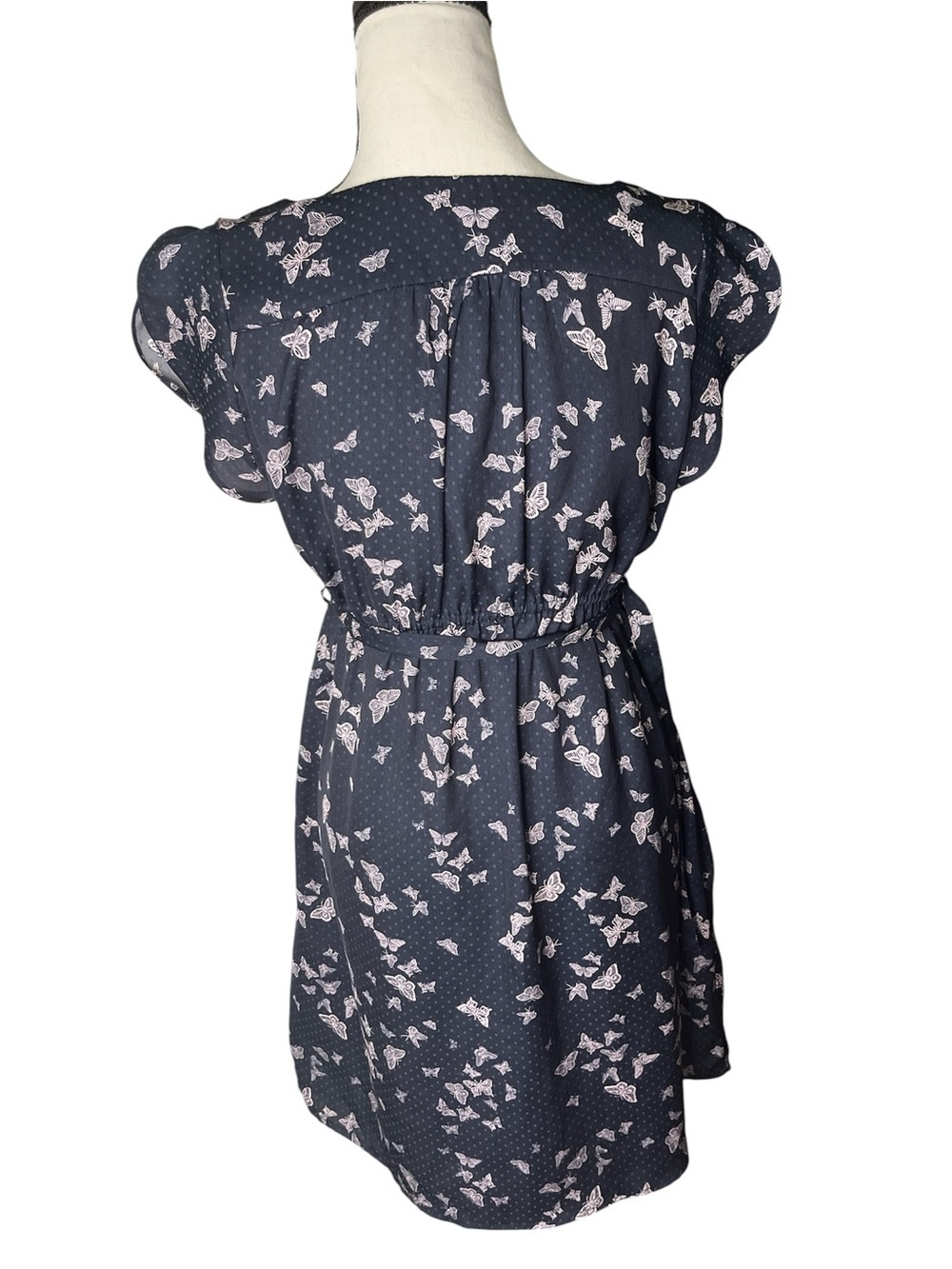 H&M Mama butterfly print maternity dress navy blue size small - Picture 3 of 4
